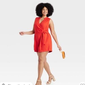 A New Day Linen Blend Cross Tie Romper